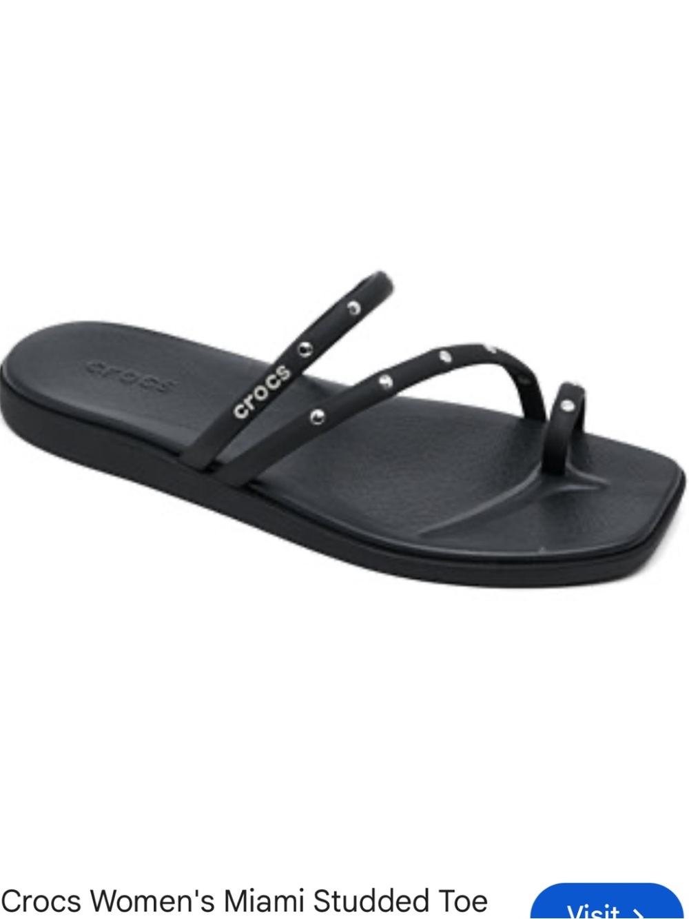 Crocs Women's Miami Studded Toe-Loop Sandal in Black NWOT 9